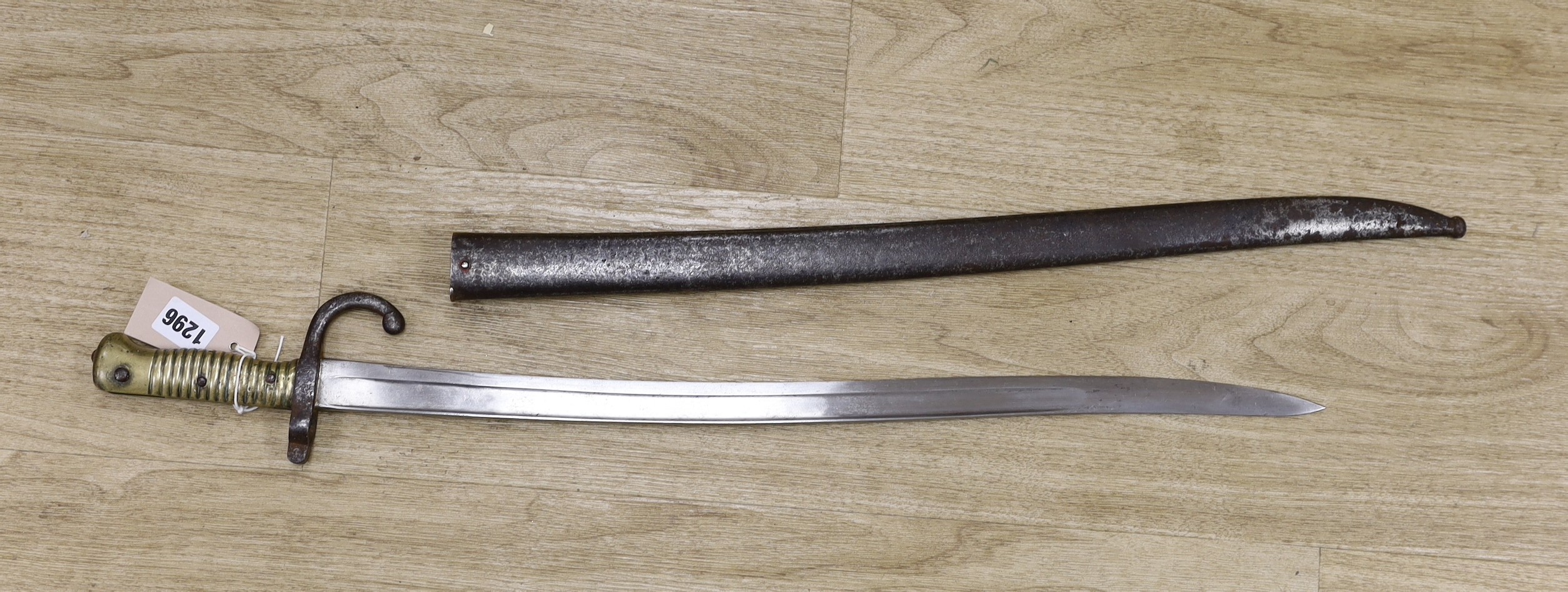 A WWI French bayonet, 1874 - pattern. 72cm overall
